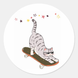 Sticker Rond Chat avec la planche