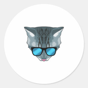 Sticker Rond Chat avec lunettes de soleil