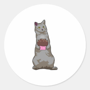 Sticker Rond Chat avec muffin