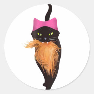 Sticker Rond Chat avec Trump Toupee