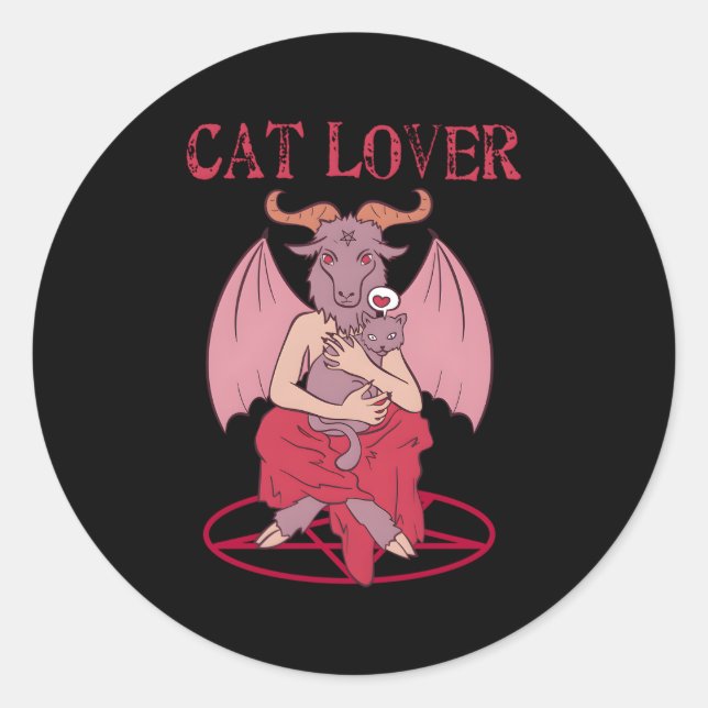 Sticker Rond Chat Baphomet Satanic Chèvre Chèvre Chèvre Chèvre  (Devant)