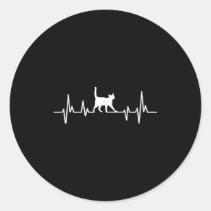Sticker Rond Chat battement de cœur