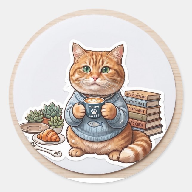Sticker Rond Chat café 😺 (Devant)