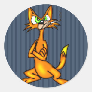 Sticker Rond Chat Cartoon Alley