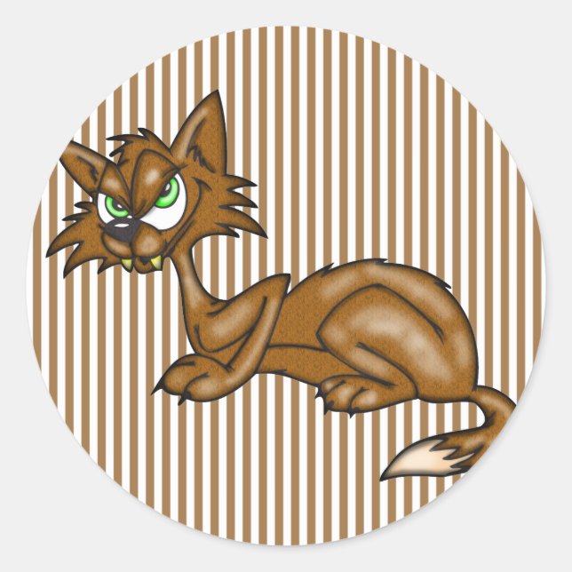 Sticker Rond Chat Cartoon Brown Alley (Devant)