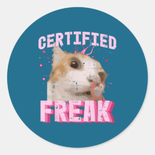 Sticker Rond Chat certifié fou drôle dicton chaton femmes fille