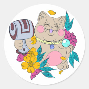 Sticker Rond chat chanceux