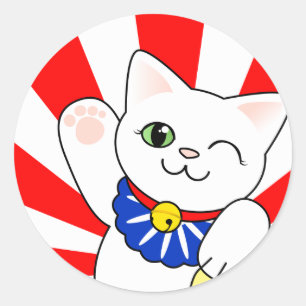 Sticker Rond Chat chanceux de Maneki Neko