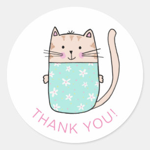Sticker Rond Chat Chaton Merci