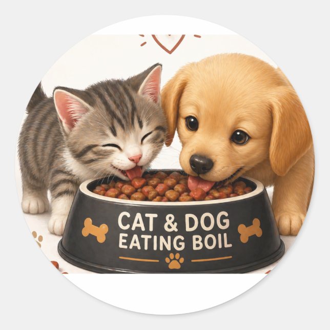 Sticker Rond chat chien (Devant)