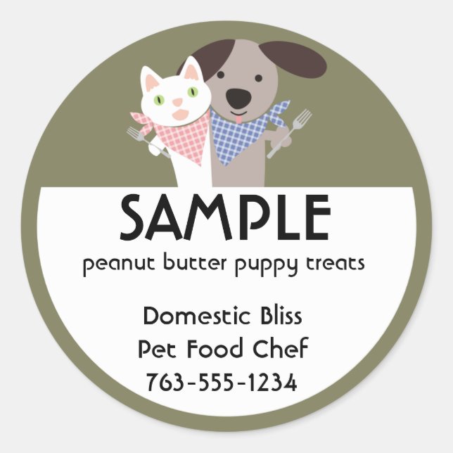 Sticker Rond chat chien fait maison aliments pour animaux de co (Devant)