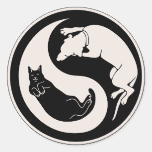 Sticker Rond Chat-Chien Yin-Yang