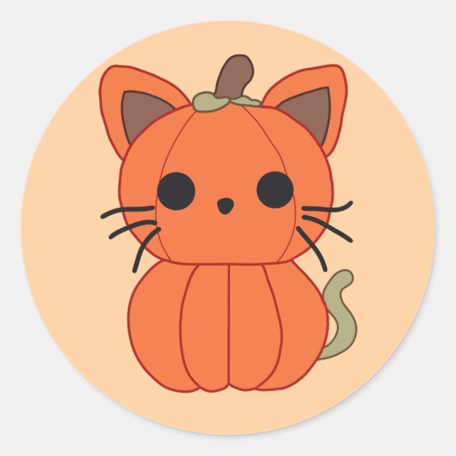 Sticker Rond Chat citrouille (Devant)