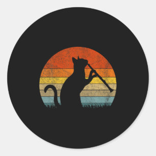 Sticker Rond Chat Clarinette Drôle Joueur de Clarinette Musicie