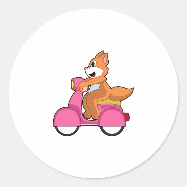 Sticker Rond Chat comme Biker avec Scooter.PNG (Devant)