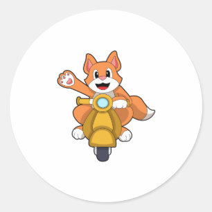 Sticker Rond Chat comme Biker avec Scooter.PNG