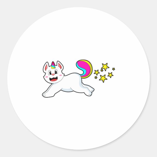 Sticker Rond Chat comme licorne (Devant)