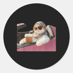 Sticker Rond Chat Conduire Mème Rage Me Consomme Humour Silly