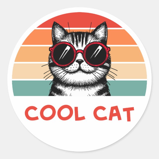 Sticker Rond Chat cool 2 (Devant)
