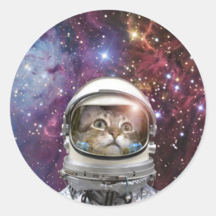 Sticker Rond Chat Cosmonaut