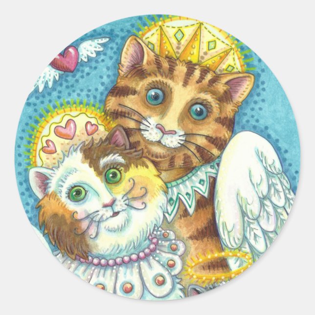 STICKER ROND CHAT, CUISINE & SOURIS ANGELS AU CIEL, HALO & AILE (Devant)
