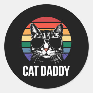 Sticker Rond Chat Daddy Chemise Meilleur Chat Papa Jamais Homme