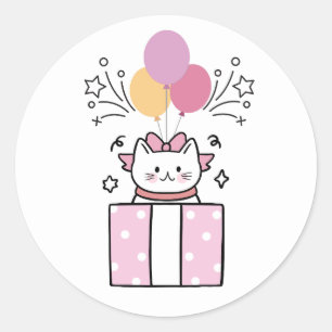 Sticker Rond Chat d'anniversaire