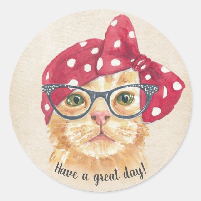 Sticker Rond chat dans les lunettes (Devant)