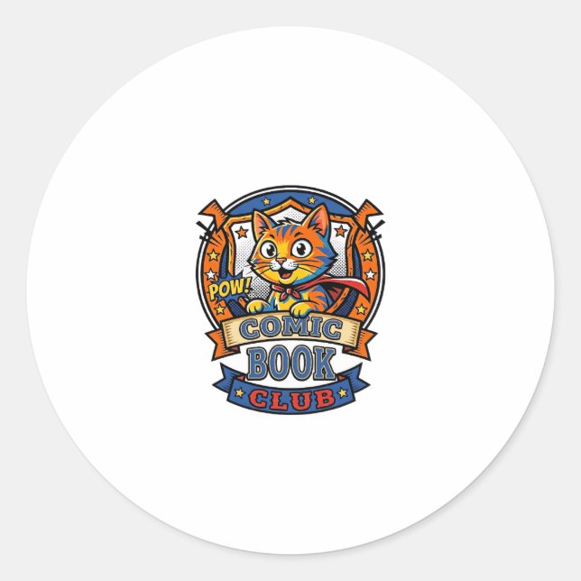 Sticker Rond Chat de Bande Dessinée Idée Cadeau pour Maman - Ch (Devant)
