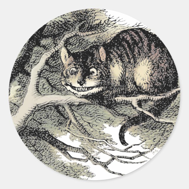 Sticker Rond Chat de Cheshire Alice au Pays des Merveilles Clas (Devant)