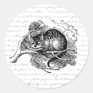 Sticker Rond Chat de Cheshire - nous sommes tous fous ici