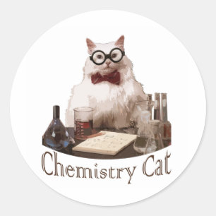 Sticker Rond Chat de chimie (du reddit de memes 9gag)