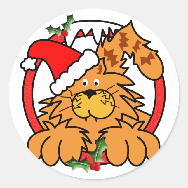 Sticker Rond Chat de confiture d'oranges à Noël (Devant)