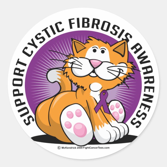 Sticker Rond Chat de fibrose kystique (Devant)