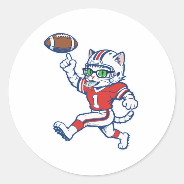 Sticker Rond Chat de foot drôle (Devant)