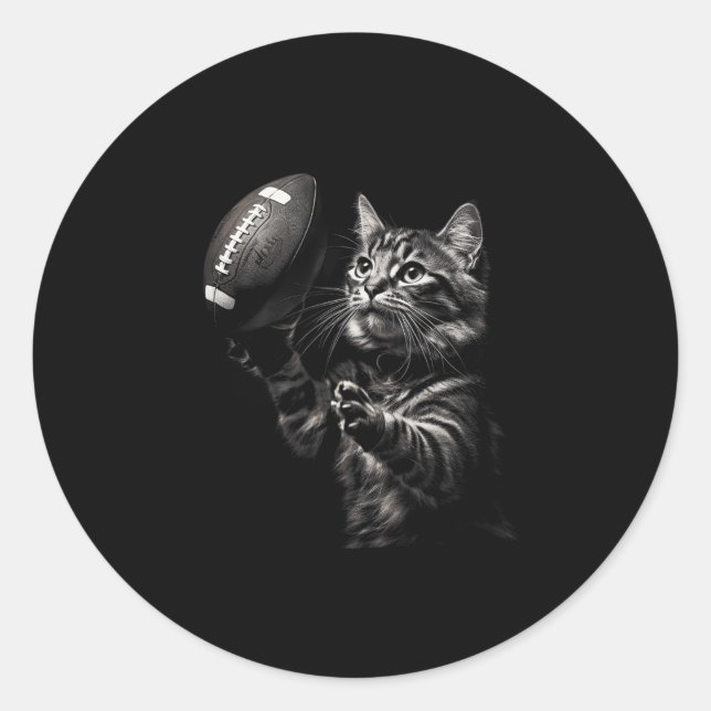 Sticker Rond Chat de football Drôle Américain Football Kitten F (Devant)