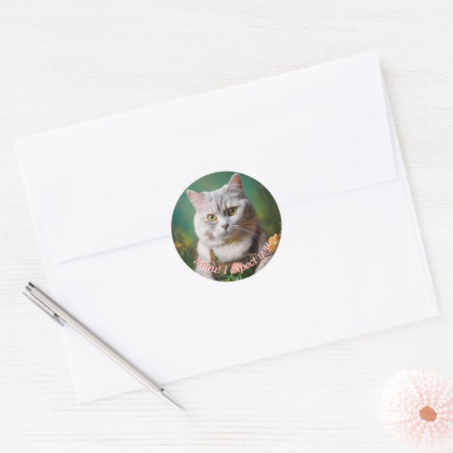 Sticker Rond Chat de jardinage (Enveloppe)
