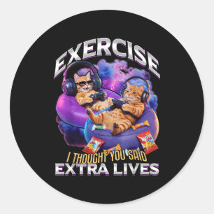 Sticker Rond Chat de jeu drôle de gamer