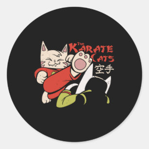 Sticker Rond Chat de karaté pour hommes femmes enfants