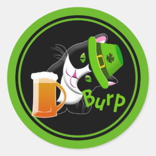 Sticker Rond Chat de la Saint Patrick