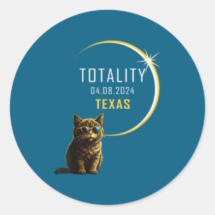 Sticker Rond Chat de l'éclipse solaire totale du Texas