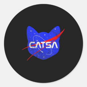 Sticker Rond Chat de l'espace drôle Univers Catsa