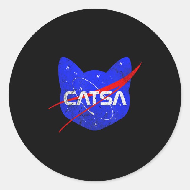 Sticker Rond Chat de l'espace drôle Univers Catsa  (Devant)