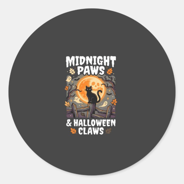 Sticker Rond Chat de lune de méfaits d'Halloween (Devant)