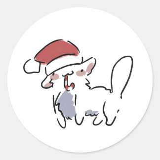Sticker Rond Chat de Noël