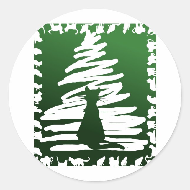 Sticker Rond Chat de Noël 2 (Devant)