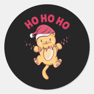 Sticker Rond Chat de Noël Ho Ho