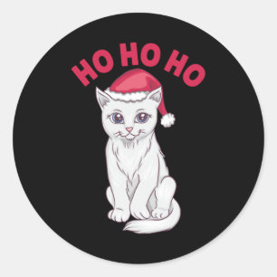 Sticker Rond Chat de Noël Ho Ho Ho