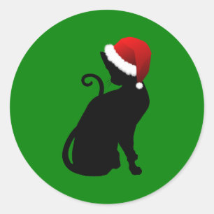 Sticker Rond Chat de Père Noël