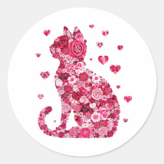 Sticker Rond Chat de Rose